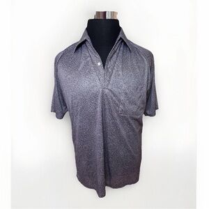 Vintage CARINA FORD SHIRT  Disco Polo Sz L OPEN COLLAR 70s 80s Made In USA Gray